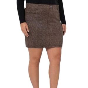 Liverpool Los Angeles Gia Glyder Herringbone Pull On Pencil Skirt Brown Plus 14W